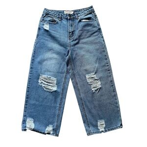 Great Smoky Jeans | Wide Leg Crop Distressed Jeans
